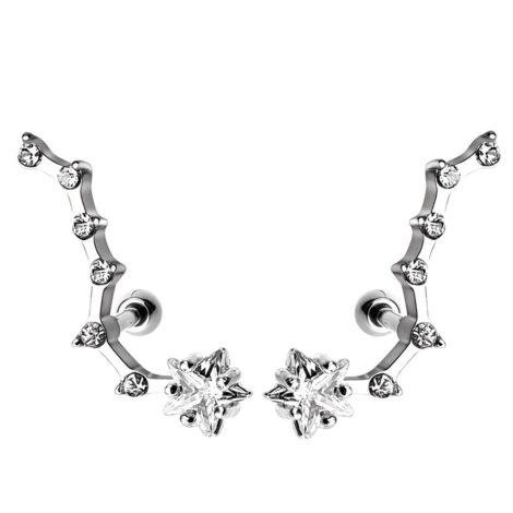 CZ Shooting Star Top Barbell In Left Or Right Cartilage Earrings - Image 2