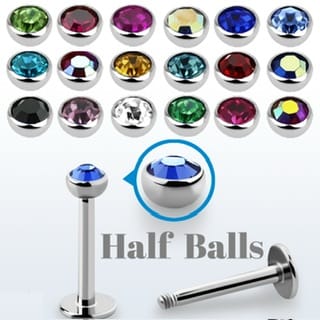 Labret Monroe with Bezel Set Crystal Jewelled Half Ball Top