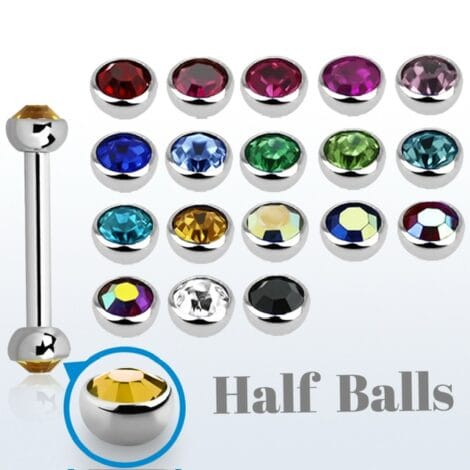 Cartilage Eyebrow Barbell With Double Jewelled Half Balls