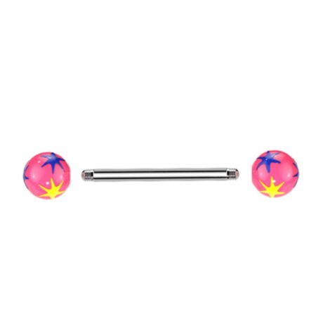 Multi Colour Starburst Acrylic Balls Tongue Nipple Barbell - Image 2