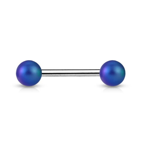 Acrylic Matte Finish Pearlish Balls Tongue Nipple Barbell - Image 5