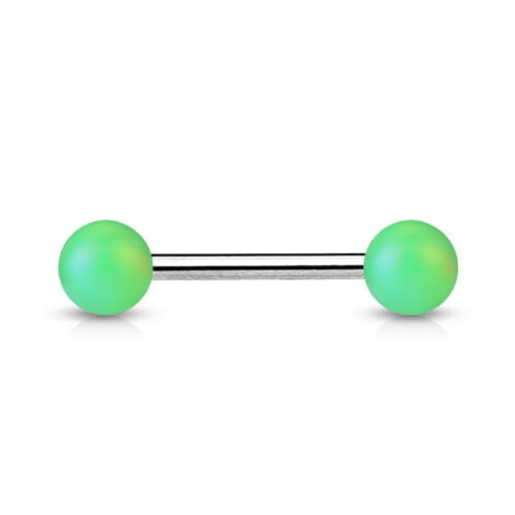 Acrylic Matte Finish Pearlish Balls Tongue Nipple Barbell - Image 7