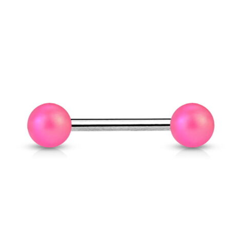 Acrylic Matte Finish Pearlish Balls Tongue Nipple Barbell - Image 4