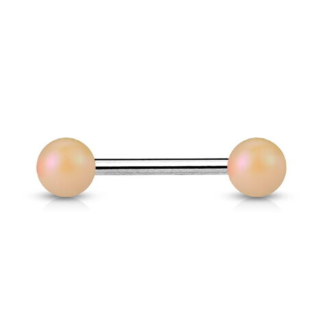 Acrylic Matte Finish Pearlish Balls Tongue Nipple Barbell - Image 6
