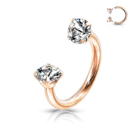 Horseshoe/ Circular Barbell With Prong Set Round CZ Ends - Image 7