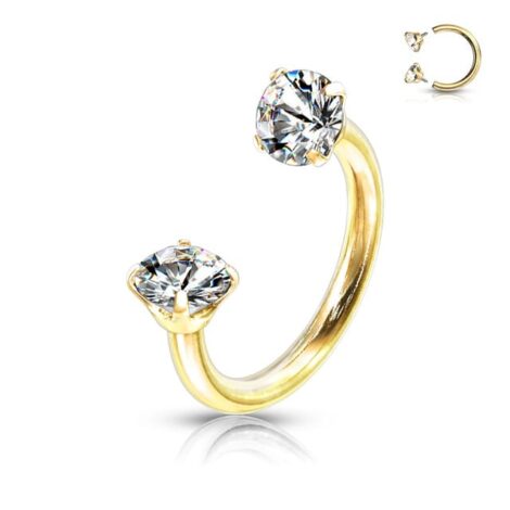 Horseshoe/ Circular Barbell With Prong Set Round CZ Ends - Image 3