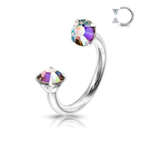 Horseshoe/ Circular Barbell With Prong Set Round CZ Ends - Image 5