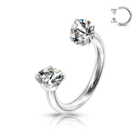 Horseshoe/ Circular Barbell With Prong Set Round CZ Ends - Image 9