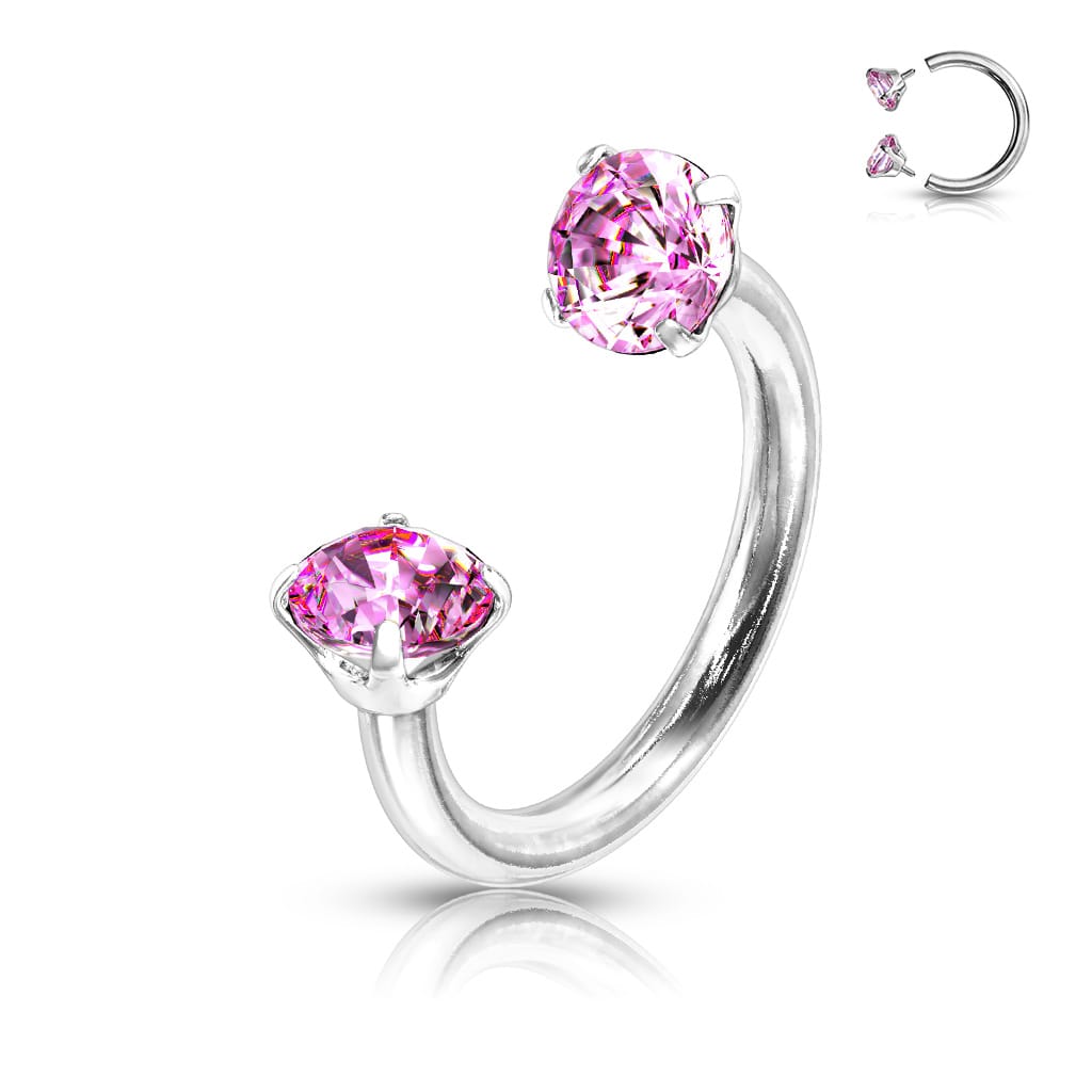 Horseshoe/ Circular Barbell With Prong Set Round CZ Ends
