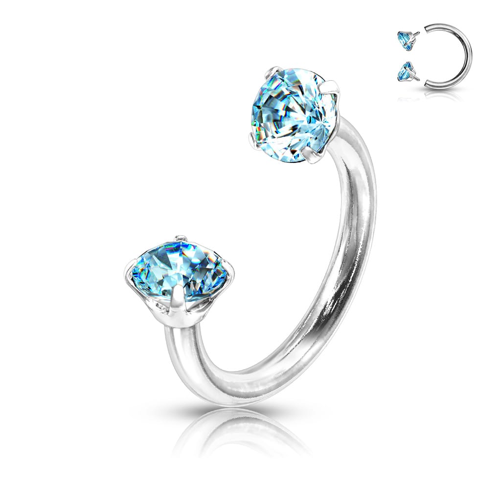 Horseshoe/ Circular Barbell With Prong Set Round CZ Ends