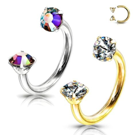 Horseshoe/ Circular Barbell With Prong Set Round CZ Ends