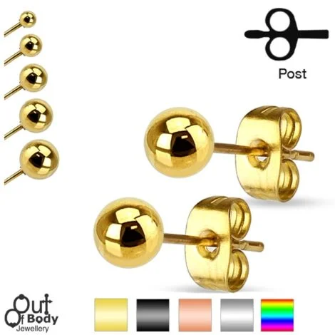 316L S. Steel Pairs Of Hollow Ball Stud/ Post Earrings