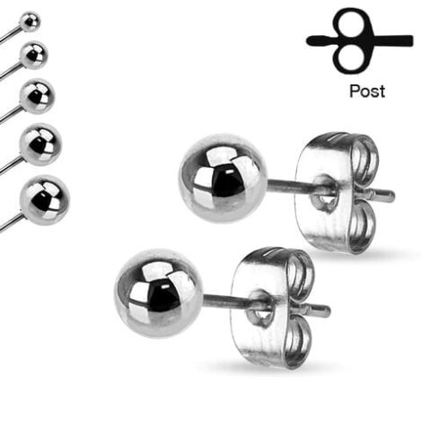 316L S. Steel Pairs Of Hollow Ball Stud/ Post Earrings - Image 4