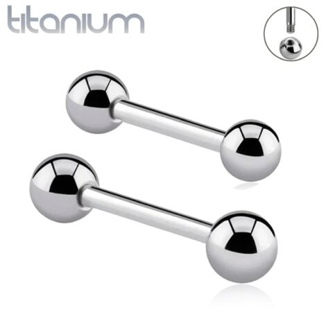 Titanium Cartilage Tongue Nipple Barbell with Balls External Threading