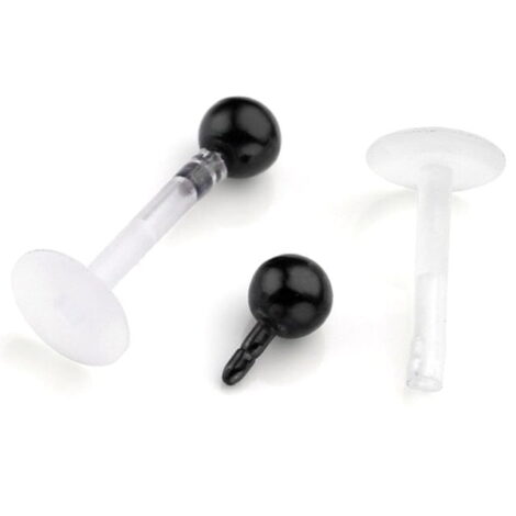 Bioplast Push Fit Steel Ball Top Labret Stud, Cartilage Tragus - Image 5