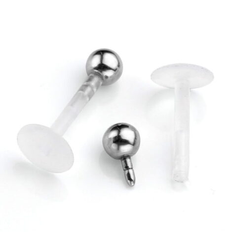 Bioplast Push Fit Steel Ball Top Labret Stud, Cartilage Tragus - Image 6