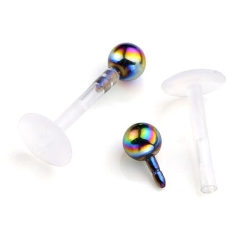 Bioplast Push Fit Steel Ball Top Labret Stud, Cartilage Tragus - Image 4