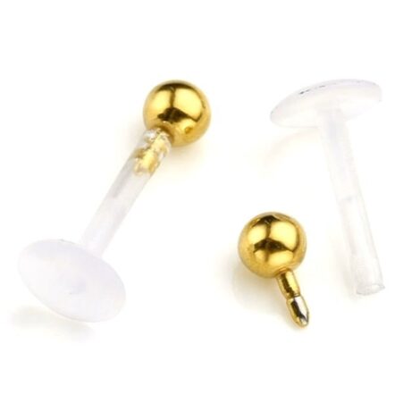 Bioplast Push Fit Steel Ball Top Labret Stud, Cartilage Tragus - Image 3