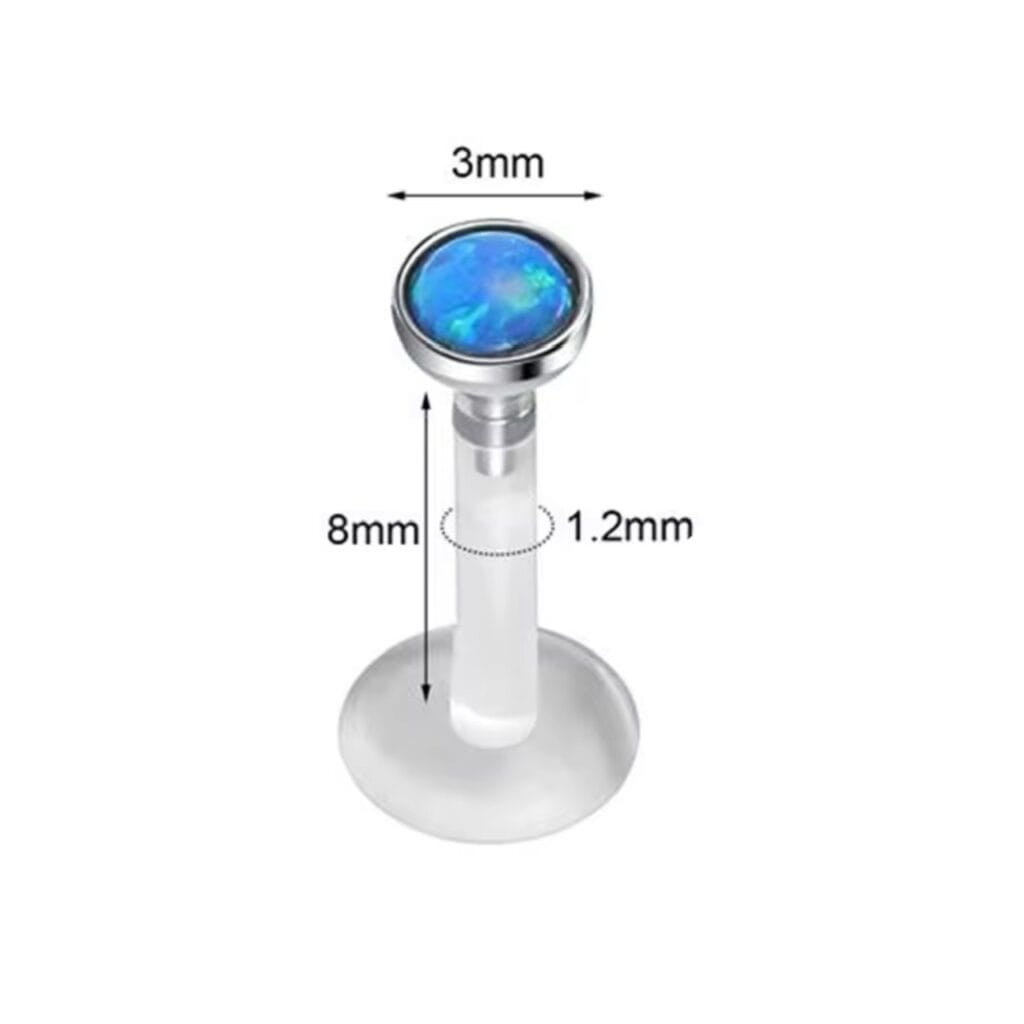 Bioflex Labret with Push Fit Opal Top, Ear Cartilage Stud
