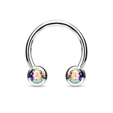 Horseshoe Barbell With Front Facing Press Fit Jewelled Balls - Image 4