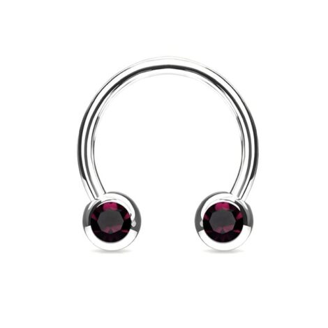 Horseshoe Barbell With Front Facing Press Fit Jewelled Balls - Image 5