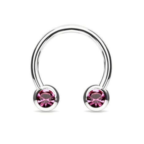 Horseshoe Barbell With Front Facing Press Fit Jewelled Balls - Image 6