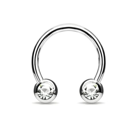Horseshoe Barbell With Front Facing Press Fit Jewelled Balls - Image 7
