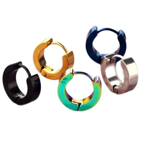 Hoop Huggie Earring Pairs In Titanium Plated Colours - Image 3