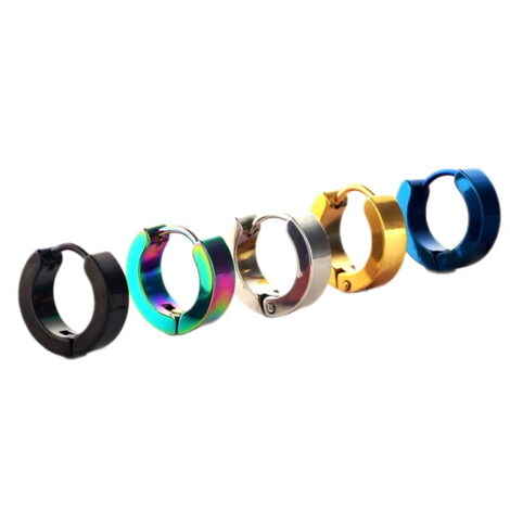 Hoop Huggie Earring Pairs In Titanium Plated Colours - Image 2