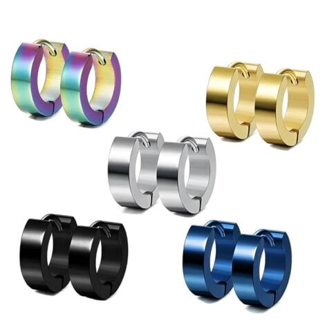 Hoop Huggie Earring Pairs In Titanium Plated Colours