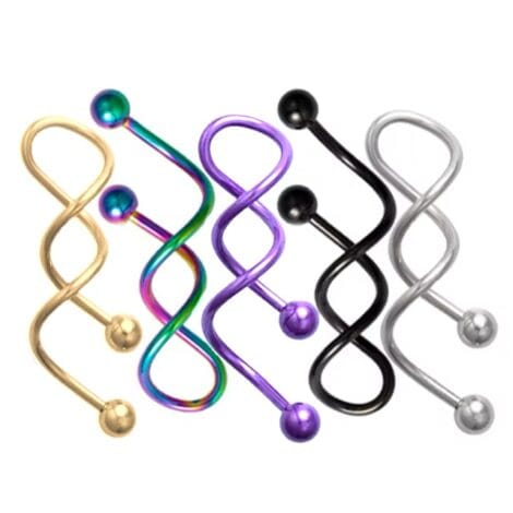 14G Twisted Wave Industrial Lobe Navel Barbell