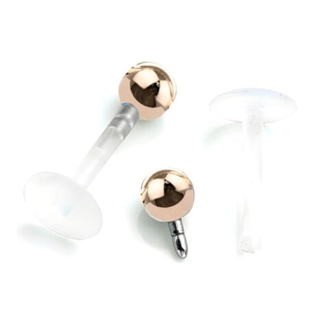 Bioplast Push Fit Steel Ball Top Labret Stud, Cartilage Tragus - Image 7