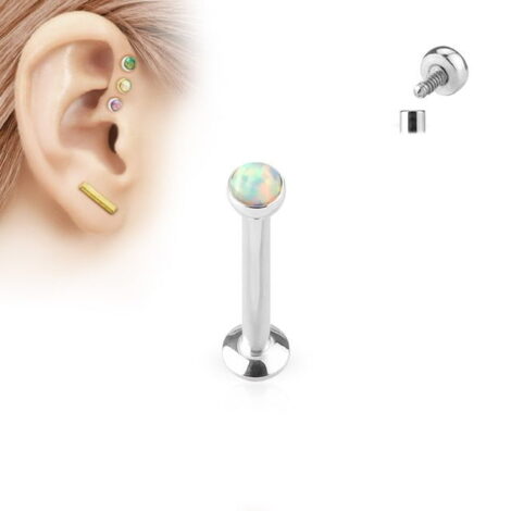 Opal Top Labret Monroe Cartilage Stud Internally Threaded - Image 2