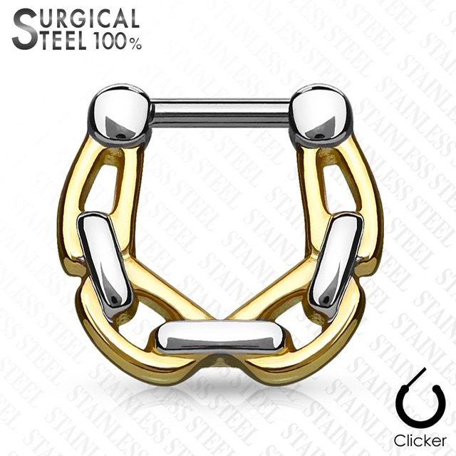 Septum Daith Straight Clicker All 316L Surgical Steel Chain Ring