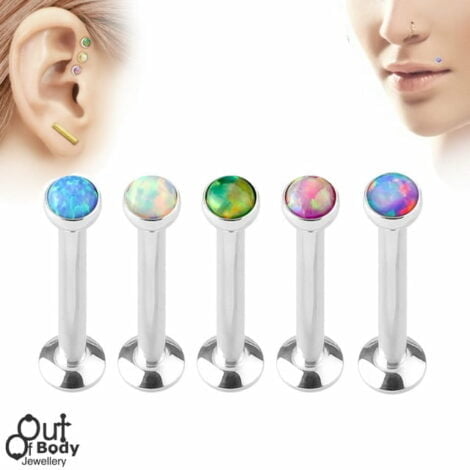 Opal Top Labret Monroe Cartilage Stud Internally Threaded