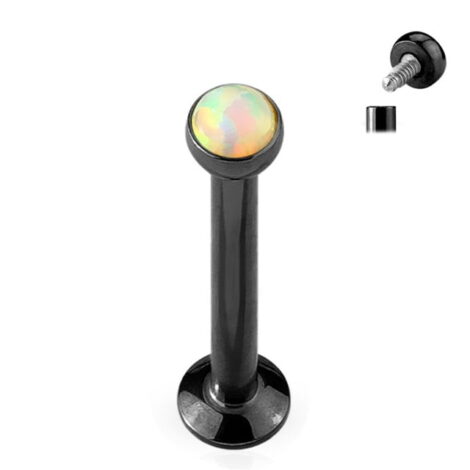 Opal Top Labret Monroe Cartilage Stud Internally Threaded in IP Colours - Image 2