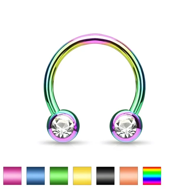 Horseshoe Barbell With Front Facing Press Fit Gems IP Colours