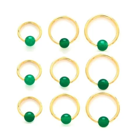 Captive Bead Ring 14KT Gold Plated with Jade Ball - Image 1