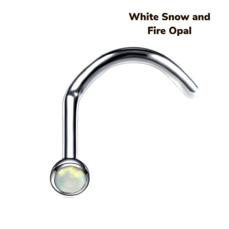 20G Opal Top Nose Screw in 316L Surgical Steel - Image 2