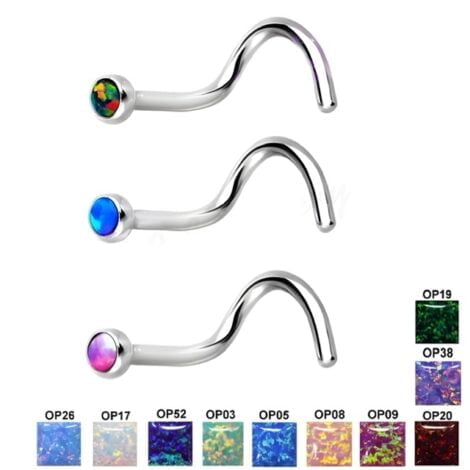20G Opal Top Nose Screw in 316L Surgical Steel