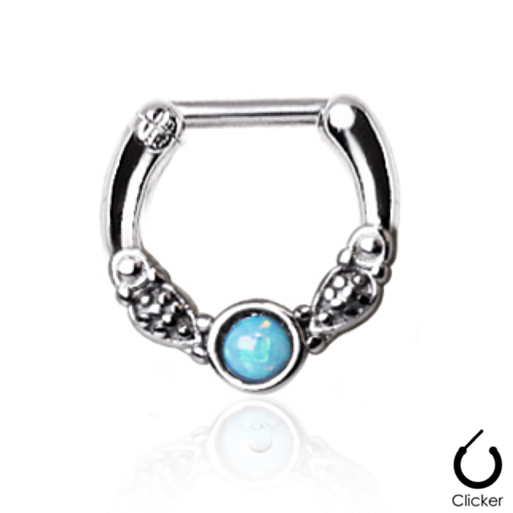 Septum Clicker Straight Hinged Vintage Opal Nose Ring