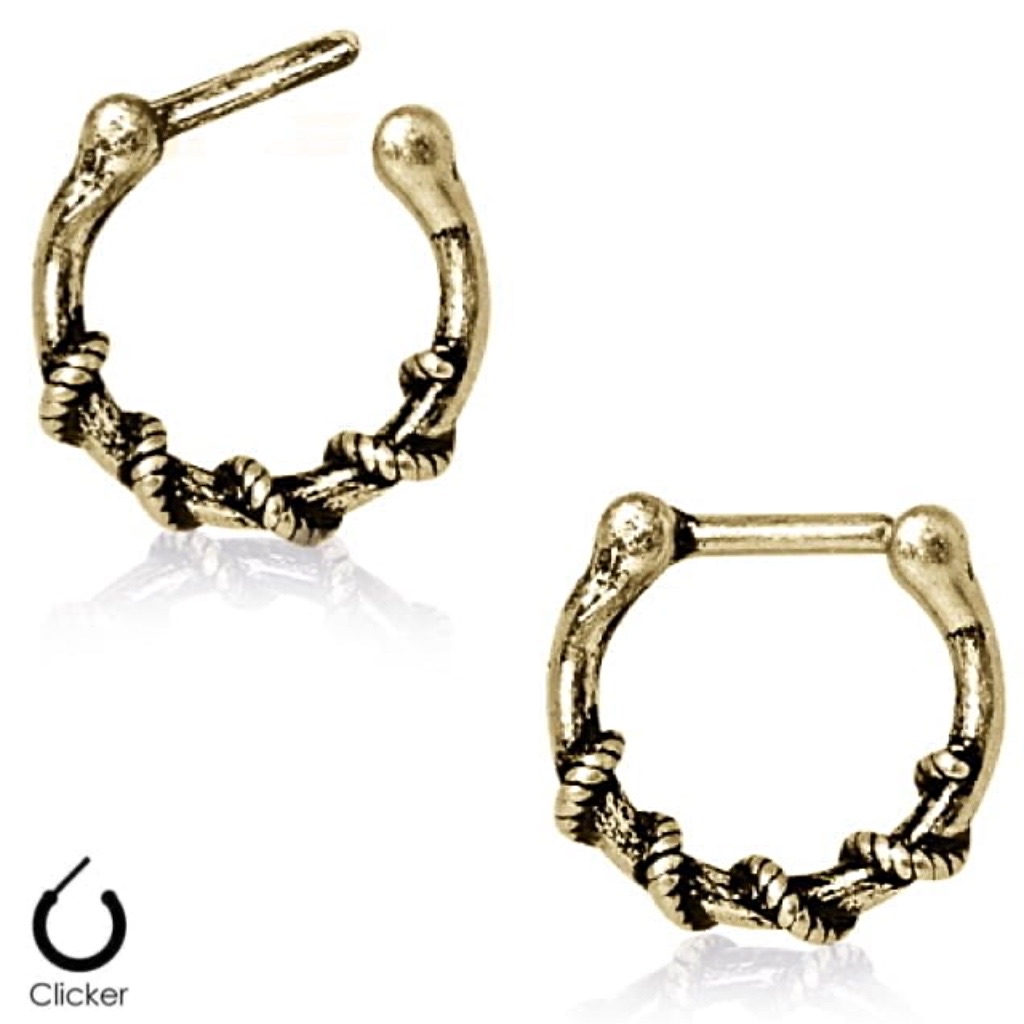 Septum Daith Straight Clicker Antiqued Rope Ring