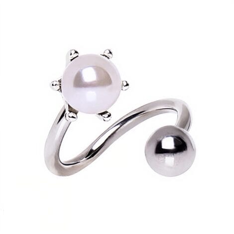 Twist Barbell with Claw Set Pearl Ball in 316L Surgical Steel