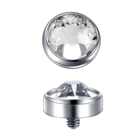 CZ Dome Top Labret Internally Threaded Labret Cartilage Stud - Image 2