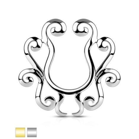 Non Piercing Clip On Tribal Floral Nipple Ring Pairs