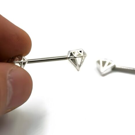 Nipple Barbell Ring Pairs with Diamond Shaped Ends - Image 2