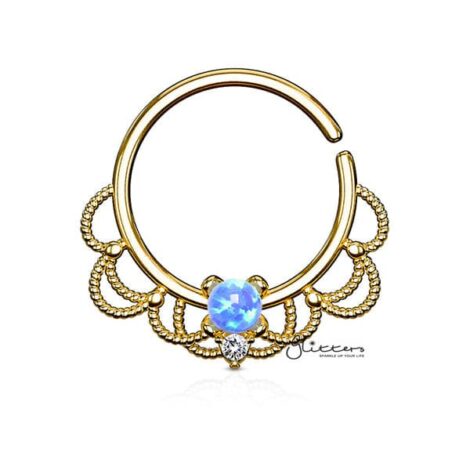 Opal and CZ Filigree Bendable Cut Ring for Septum Daith - Image 11