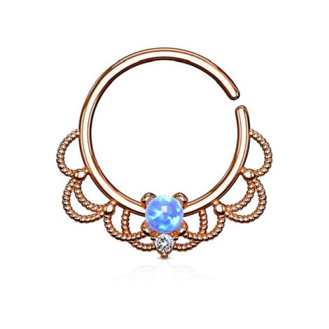 Opal and CZ Filigree Bendable Cut Ring for Septum Daith - Image 4