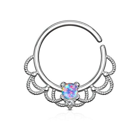 Opal and CZ Filigree Bendable Cut Ring for Septum Daith - Image 10