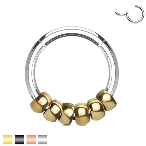 Hinged Segment Ring With 6 Round Bead Charms